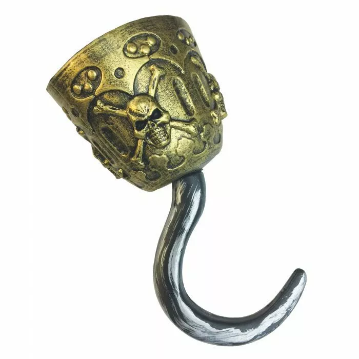 Fun World Pirate Hook Hand Prop Skeleton Gold Buccaneer Halloween Costume  9160