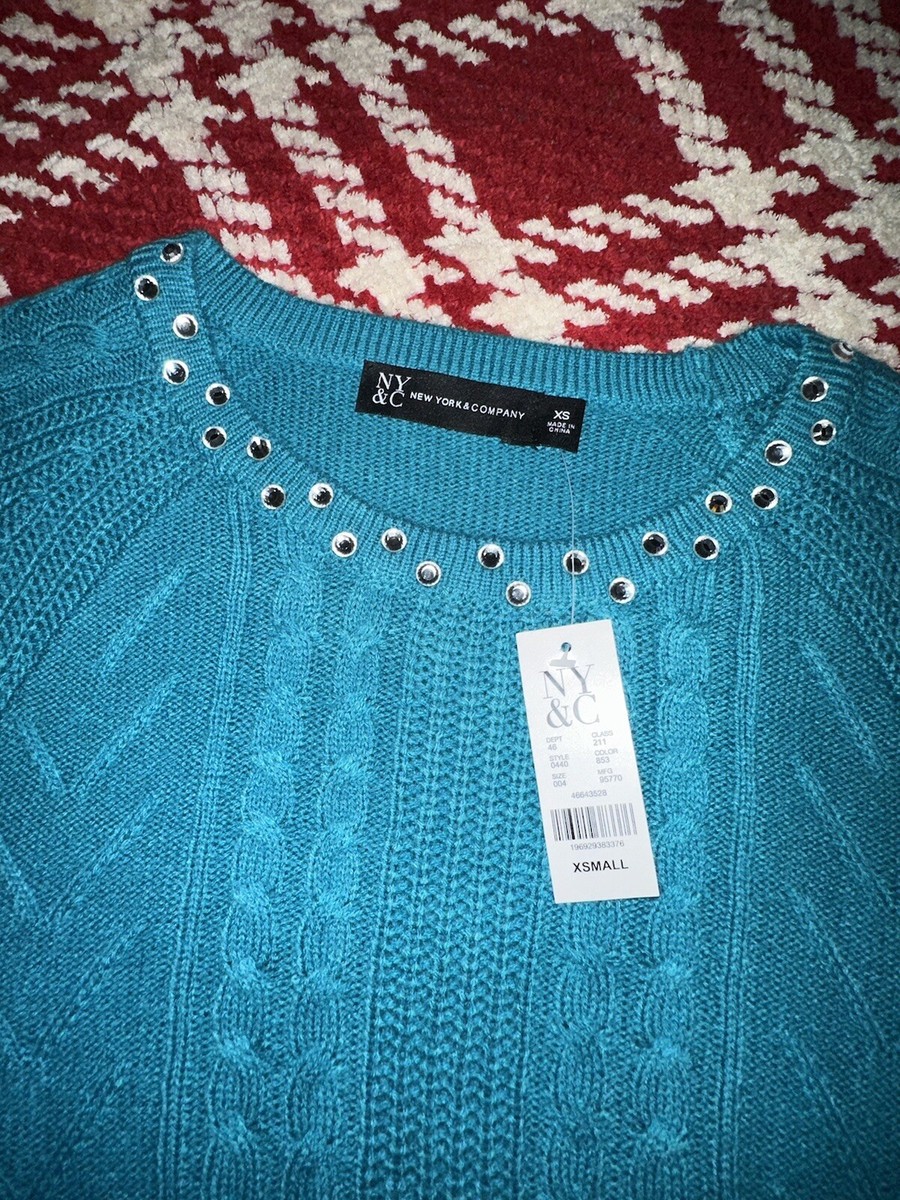 Haut Col Roulé En Laine Tricotée NY & Co Femme Taille XS Bleu - Neuf Avec étiquettes (NWT)