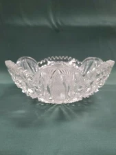 American Brilliant Period Whirling Star Cut lead Crystal Bowl 9" Wx 3 1/4" T