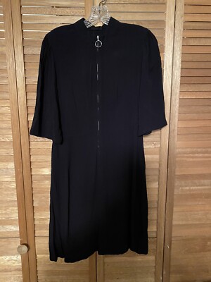 Black Dress w/zipper front with 3/4 Sleeves - Casual - Sz. M | eBay