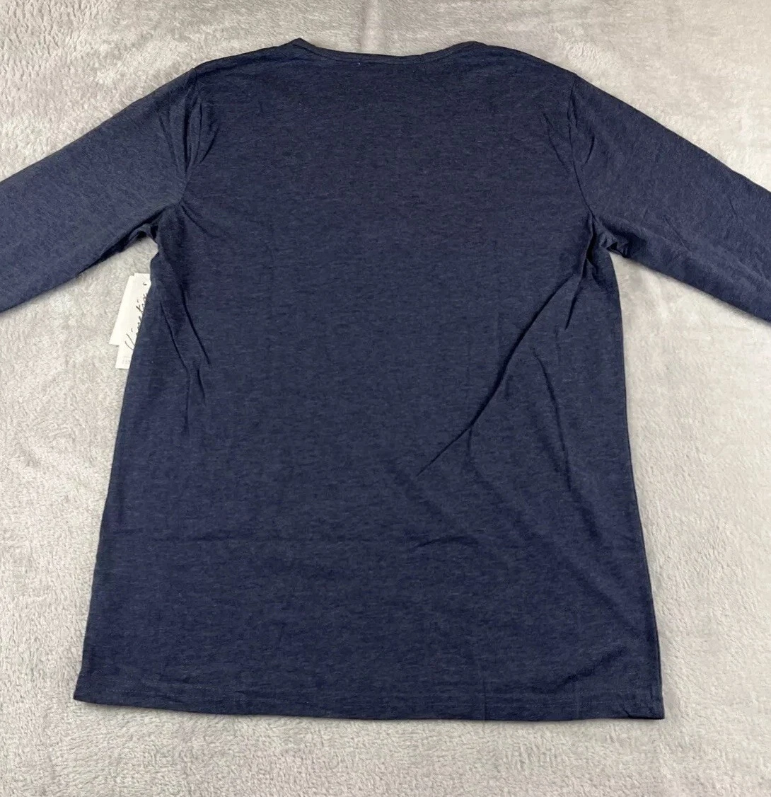 Kinetix Mens Navy Blue heather henley long Sleeve shirt size small - product detail image 7