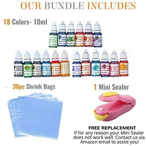 Bath Bomb Kit Colorants Bags - 18 Pack Colors Soap Dye Colorant, 30 Shrink Wrap - Image 4 of 4
