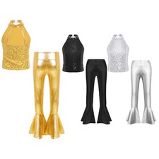 Kids Girls Vest And Trousers Performance Crop Top With Pants Waltz Tracksuit