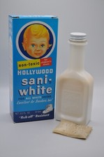 Vintage White Shoe Polish Prop Hollywood Sani-White Box with Product