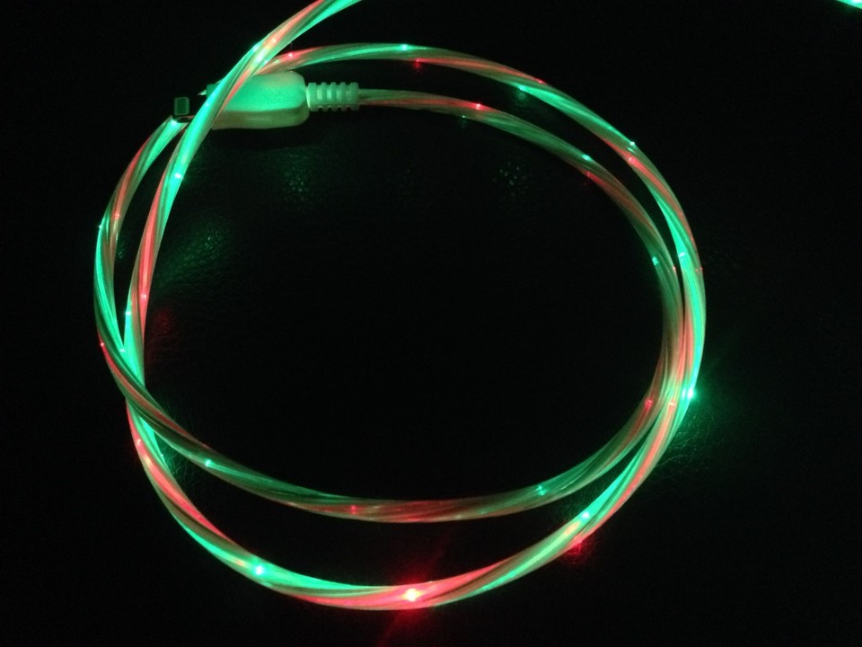 3Ft iPhone 12/11/X/8/7/6/5/ Dual-Color USB Data Sync LED Light Up ...
