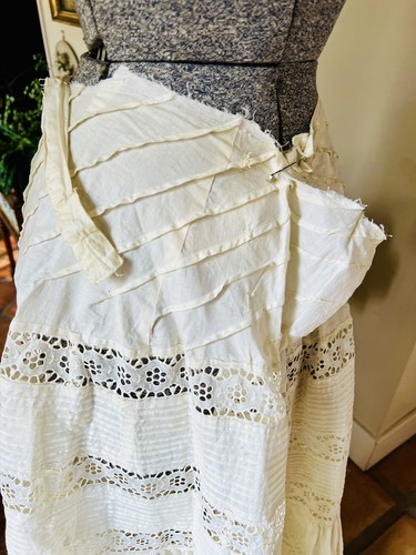 Wonderful Antique Victorian White Cotton Layered Lace Petticoat Size Med/lrg - Picture 4 of 8