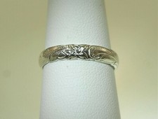 4MM SOLID 925 SILVER ENGRAVED HAWAIIAN PLUMERIA PRINCESS SCROLL CUTOUT BAND RING