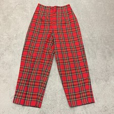 VTG Habits Women's Plaid Red Black Tartan High Rise Trouser 24W x 22L Made in US