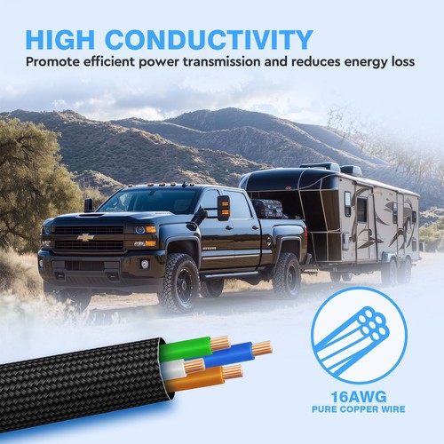 16 AWG 4 Way Flat Trailer Extension Cable, 12" Wire Harness for Vehicle Trailer - 第 14/23 張圖片
