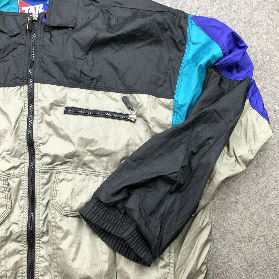 Винтажный хвост куртка мужская XL серый черный синий ветровка трек разминка - Изображение 3 из 4