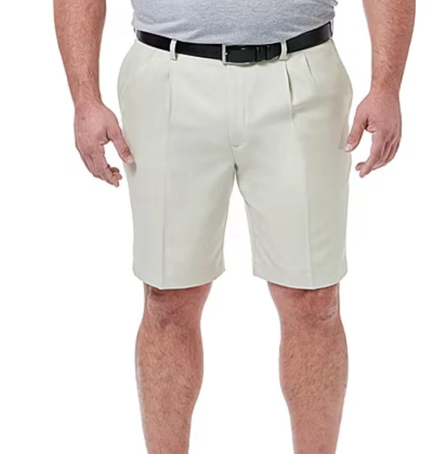 Haggar Cool 18 Pro String Front Golf Shorts Size 32W Expandable Waist UV Prot A2
