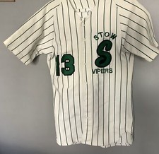 2-piece Stow vipers 13 baseball shirt and pants Size Small White/ Green Stripe
