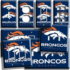 DENVER BRONCOS FOOTBALL TEAM LIGHT SWITCH OUTLET WALL PLATES MAN CAVE SPORT ROOM