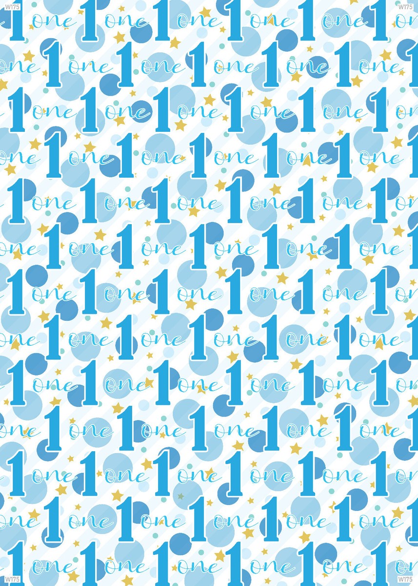Sheets 1st Birthday Boy Wrapping Paper Age BLUE POLKA DOTS