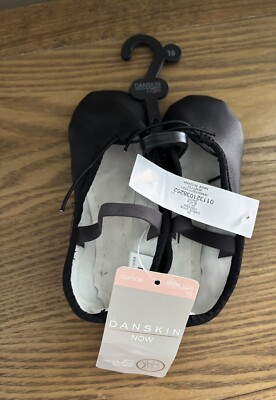 NWT Girls Danskin Now Black Ballet Shoes Slippers Sz 10