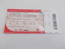 TICKET   Blackburn Rovers  v Burnley  09/10  PREMIER LAEGUE