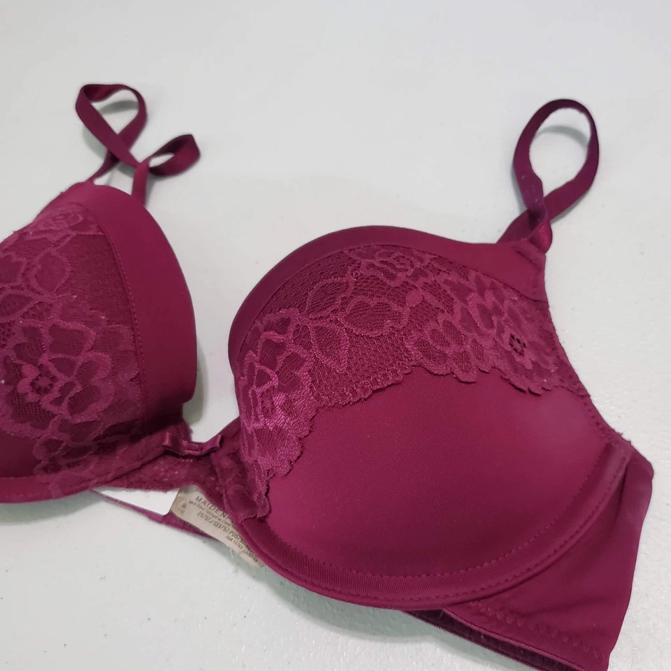 Maidenform Women Bra 36B Purple Push Up Lace Underwire Adjustable Straps READ - Image 3 of 4