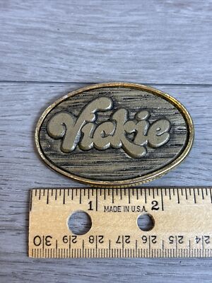 Custom Belt Buckle Vickie Brand Is Oden Gold Tone 2.5” X 1.5” | eBay