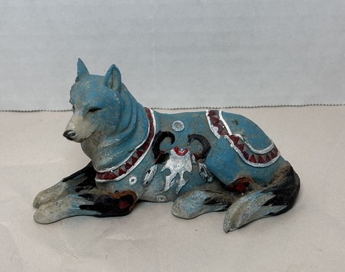 Vintage Westland Call of the Wolf Wild Tribal Aztec Native Figurine Turquoise