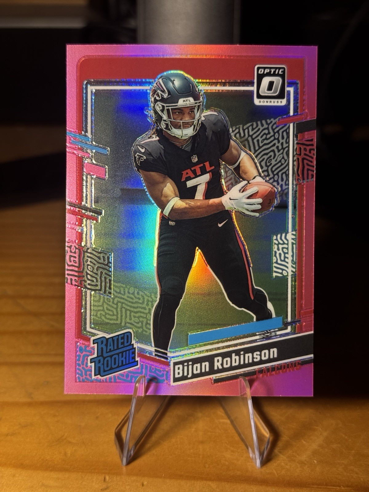 2023 Panini Donruss - Rated Rookie Bijan Robinson Optic Preview Pink Prizm (RC)