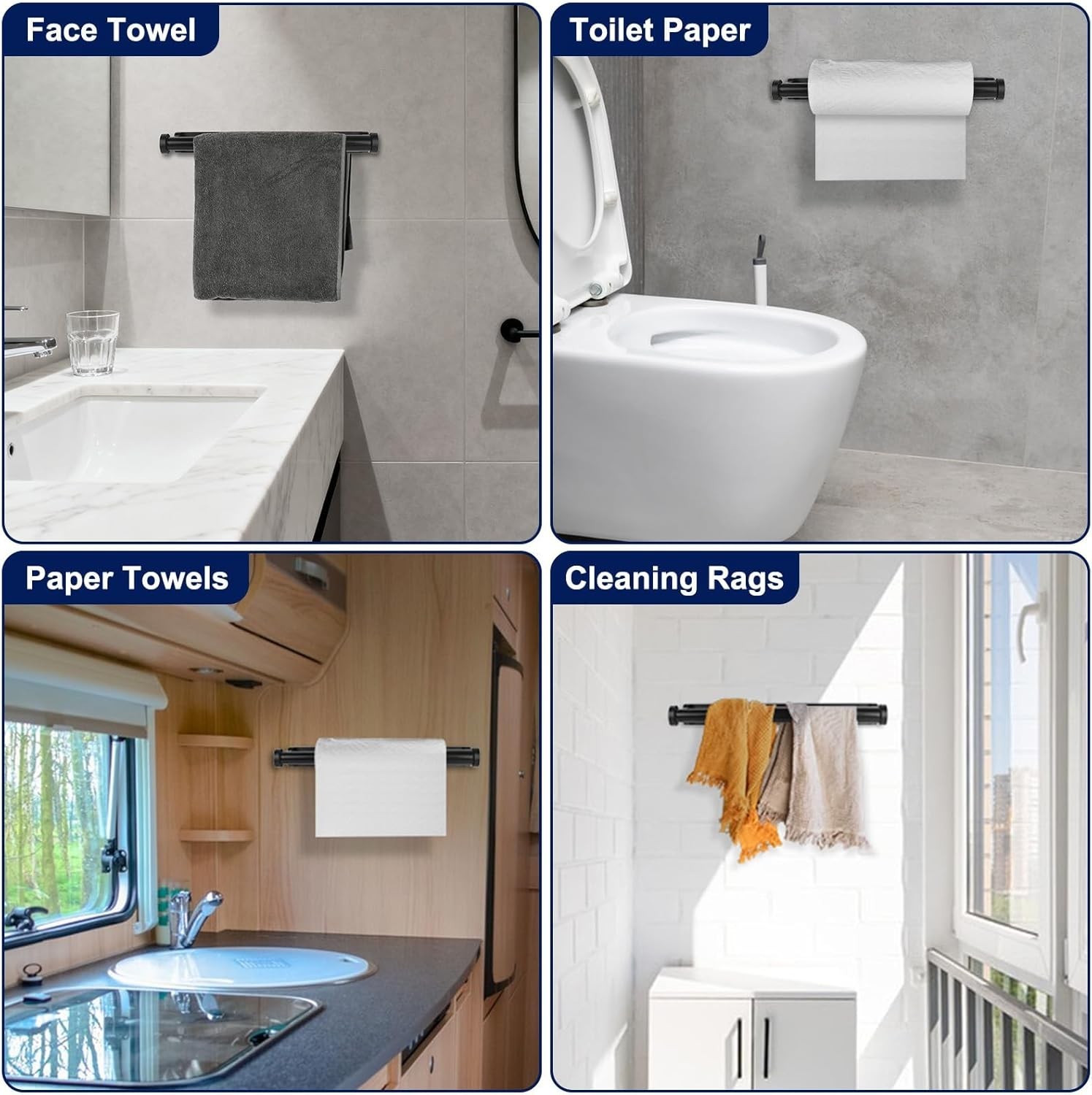 Paper Towel Holder Under Cabinet Wall Mount Stainless Steel Rack Kitchen