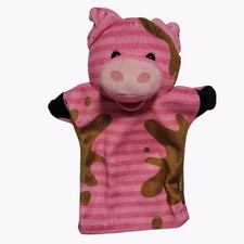 Melissa Doug Dirty Pig Hand Puppet Plush Farm Animal Mud Spots Educational Toy