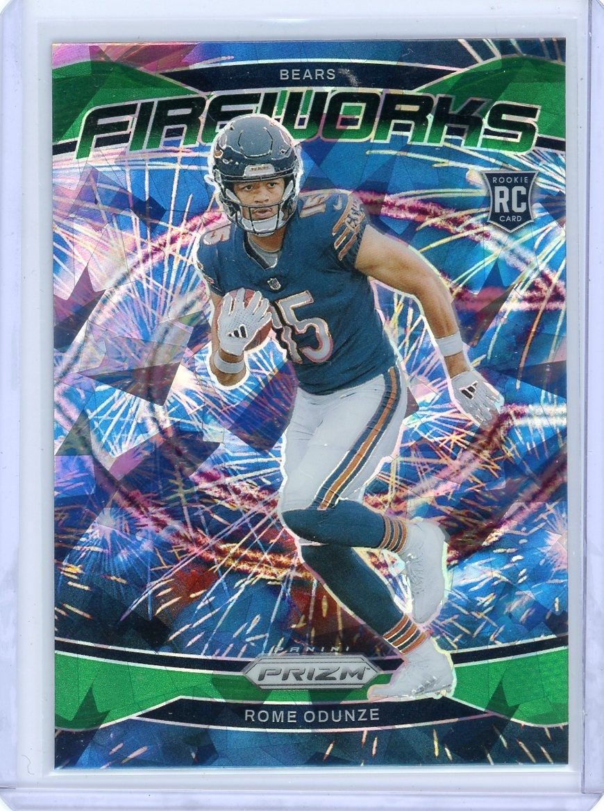 2024 Panini Prizm - Fireworks Green Ice Prizm #19 Rome Odunze (RC)