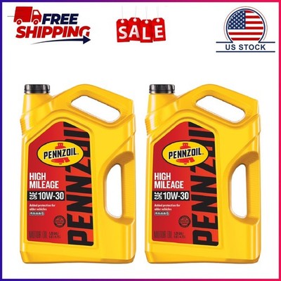 2 Pack, Pennzoil High Mileage 10W-30 Motor Oil, 5 Quart