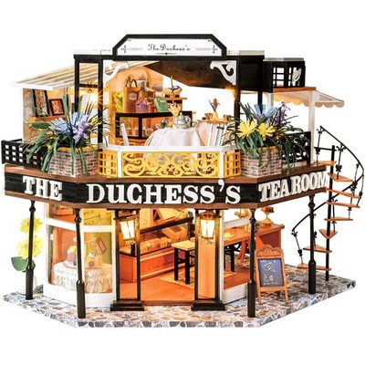 Dollhouse Miniature with Furniture, DIY Wooden Dollhouse Kit Plus Dust Proof,...