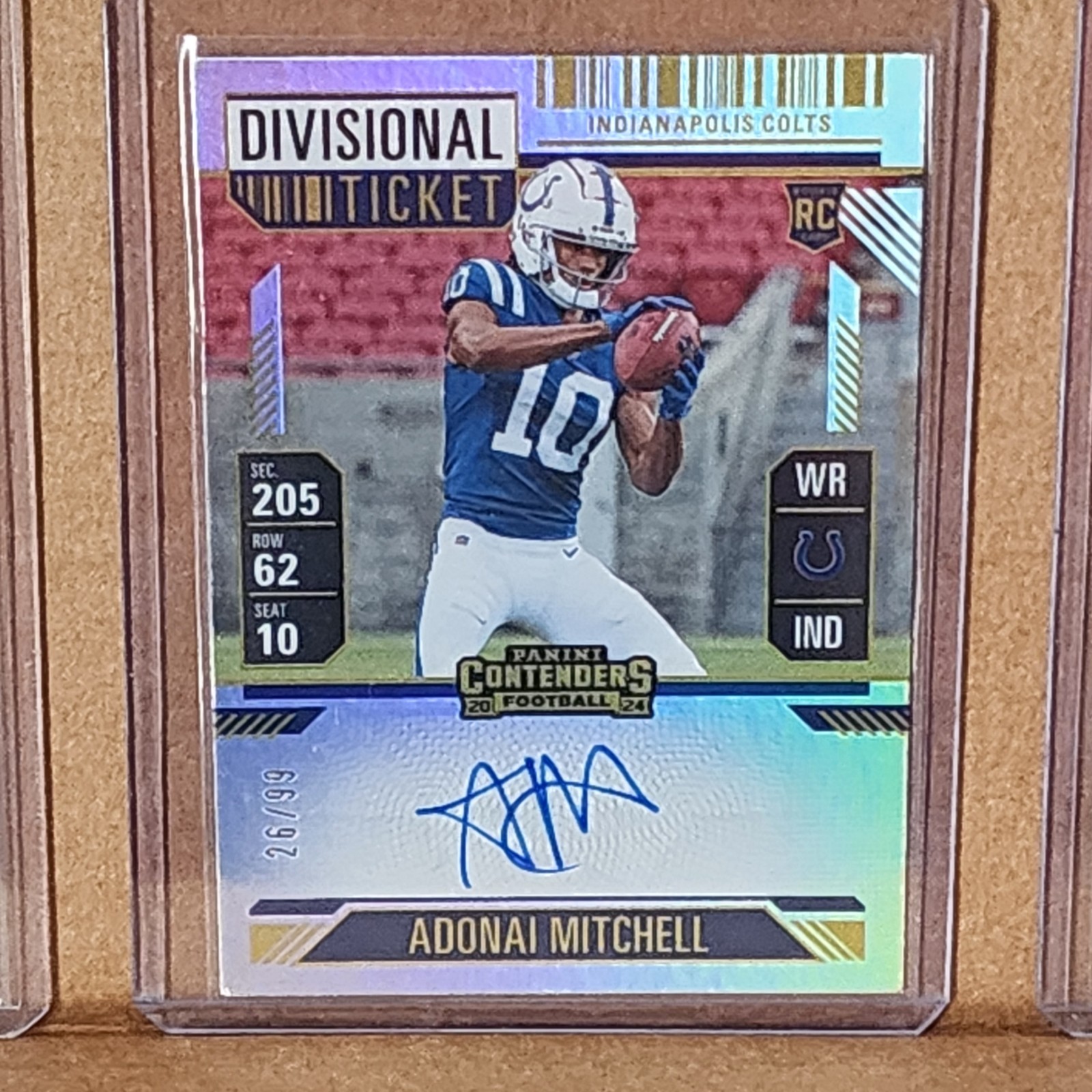 Adonai Mitchell 2024 Contenders Rookie Divisional Ticket Auto #26/99 Colts