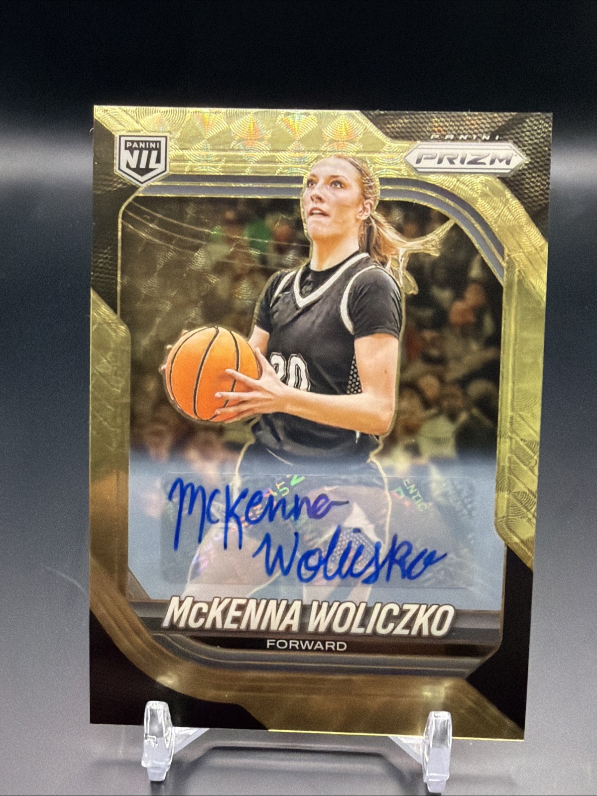 2025-2026 Prizm Basketball McKenna Woliczko Gold Vinyl Auto /5 NIL *Last On Card