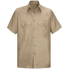 Red Kap SY60 Men's Short Sleeve Solid Rip Stop Shirt - Khaki - Size XL