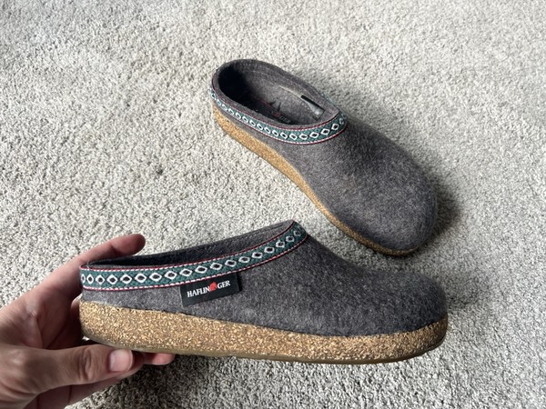 Haflinger Gz Classic Grizzly Women’s Size 39 Slipper Clogs Gray Wool Mules