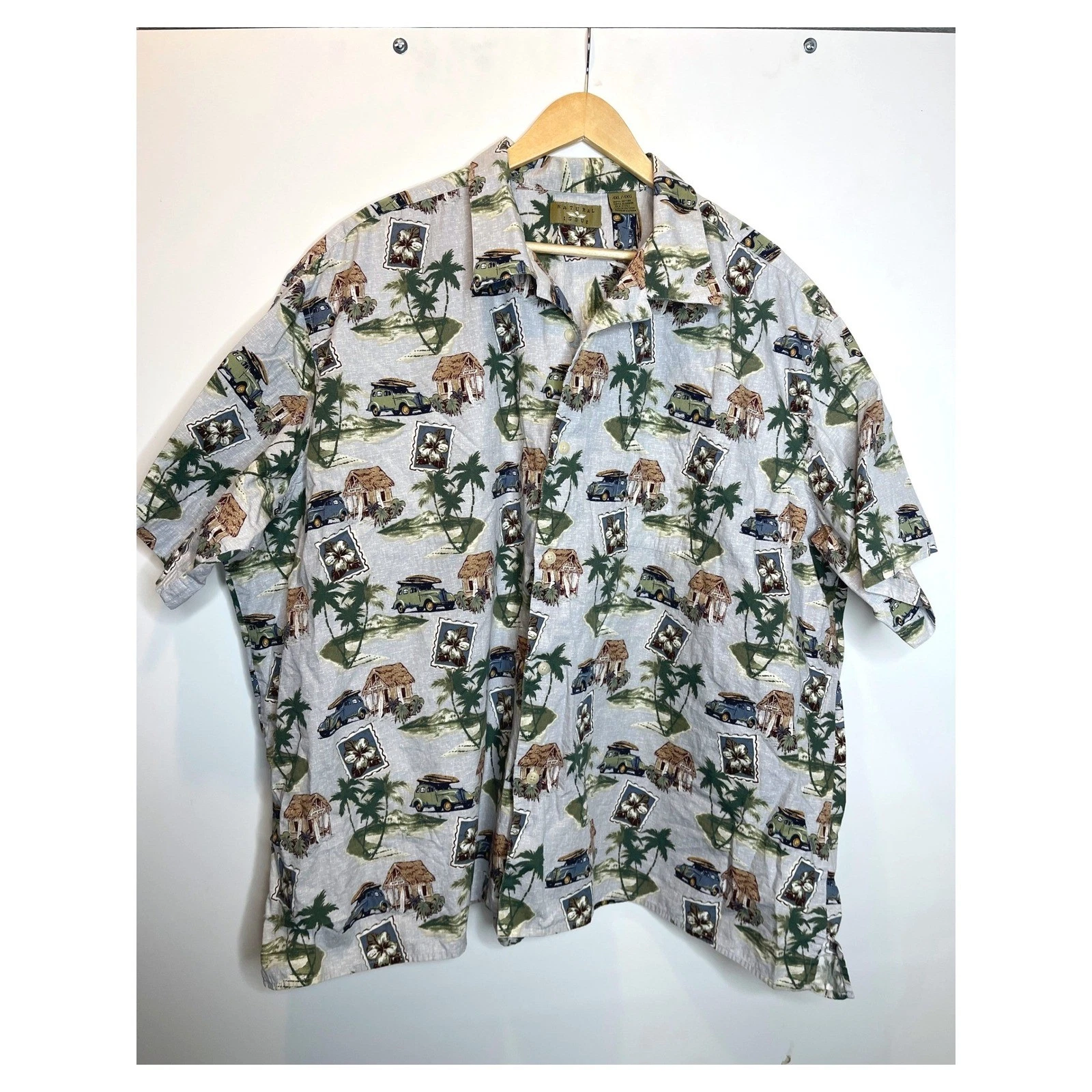 Natural Issue 100% Cotton Palm Aloha Surf Hawaiian Shirt Mens 4XL