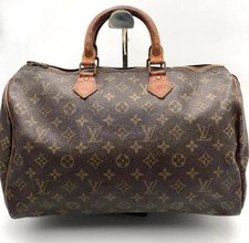 Authentic Louis Vuitton Speedy 35 Monogram M41524 Brown Boston Bag