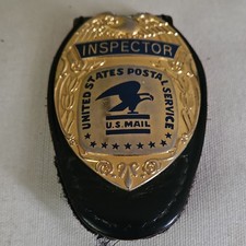 USPS U.S. Mail Inspector Badge/Emblem Leather Clip Holder