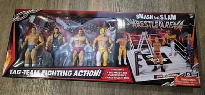 Wrestle Arena Playset With Figures And Ring. Rare Wcw WWE Njpw Aew Elite Figures