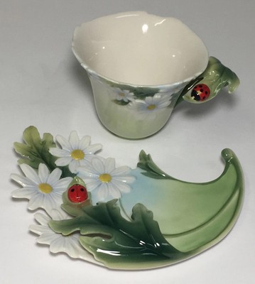 FRANZ Porcelain FZ00034 Lady Bug Cup & Saucer Set