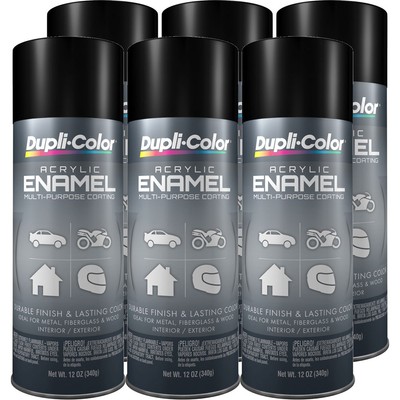 Duplicolor DA1603 (6-Pack) Multi-Purpose Acrylic Aerosol Paint, Semi-Gloss Black