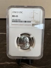 1950-D Silver Washington Quarter NGC MS65