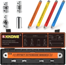 Offset Extension Set,3/8" Drive with 1/4",3/8",1/2" Square Drive Adapters and...