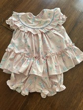 Martha s Miniatures Infant Girl Party Dress Bloomers Pink Sz 9-12 Mo VTG USA