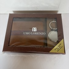 New Sealed~ Bifold Brown Leather Wallet And Key Chain Set Umo Lorenzo