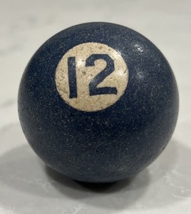 Pool Billiards Antique Vintage Clay 12 ball 1 3/4” Unique Blue White