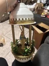 Vintage Oil Rain Hanging Lamp Underwriters Laboratories Virgin Mary