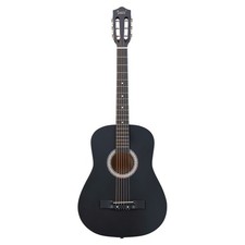 Matte Black 38-inch Round Acoustic Guitar with Picks, Strings, Capo, Case