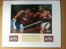 Signed Joe Frazier, Muhammad Ali 5x7 color photo mounted to 8x10 w/coa