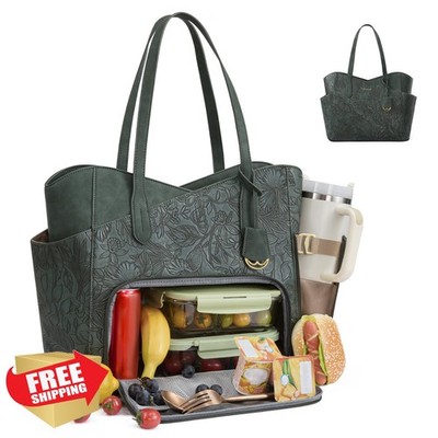 LOVEVOOK Tote Bag Green Embossed 17.3 Inch Laptop