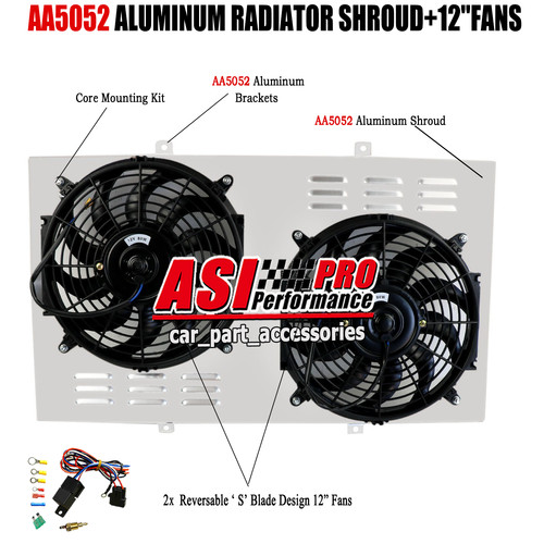 1655 Aluminum Radiator Shroud Fan For 69-72 Chevy Corvette 5.7L V8 Small Block