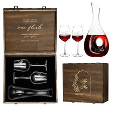 Wedding Gifts for Couples 2026 Mr and Mrs Wine Glasses and Decanter Set, Brid...